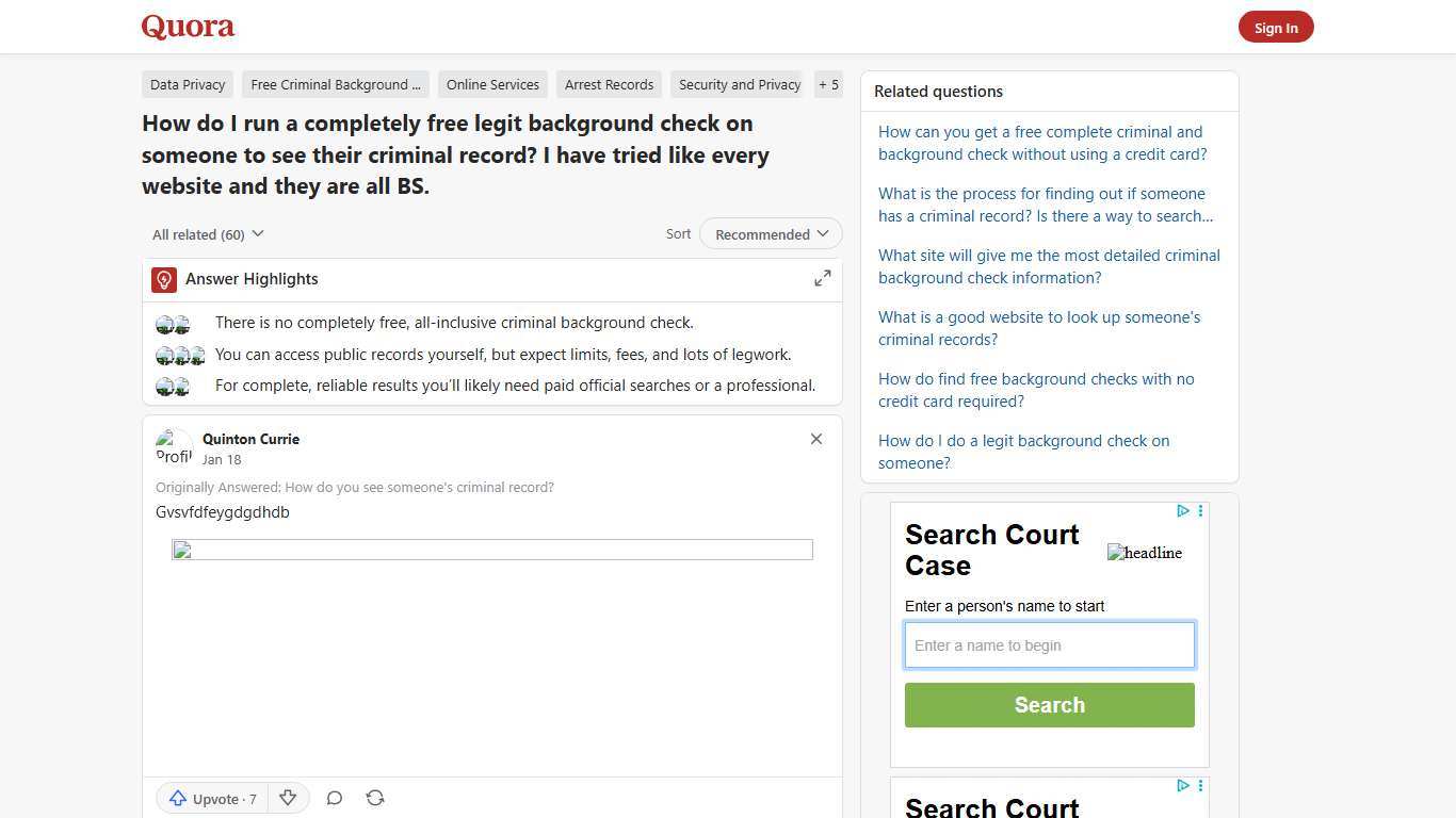 How to run a completely free legit background check on someone to see their criminal record - Quora
